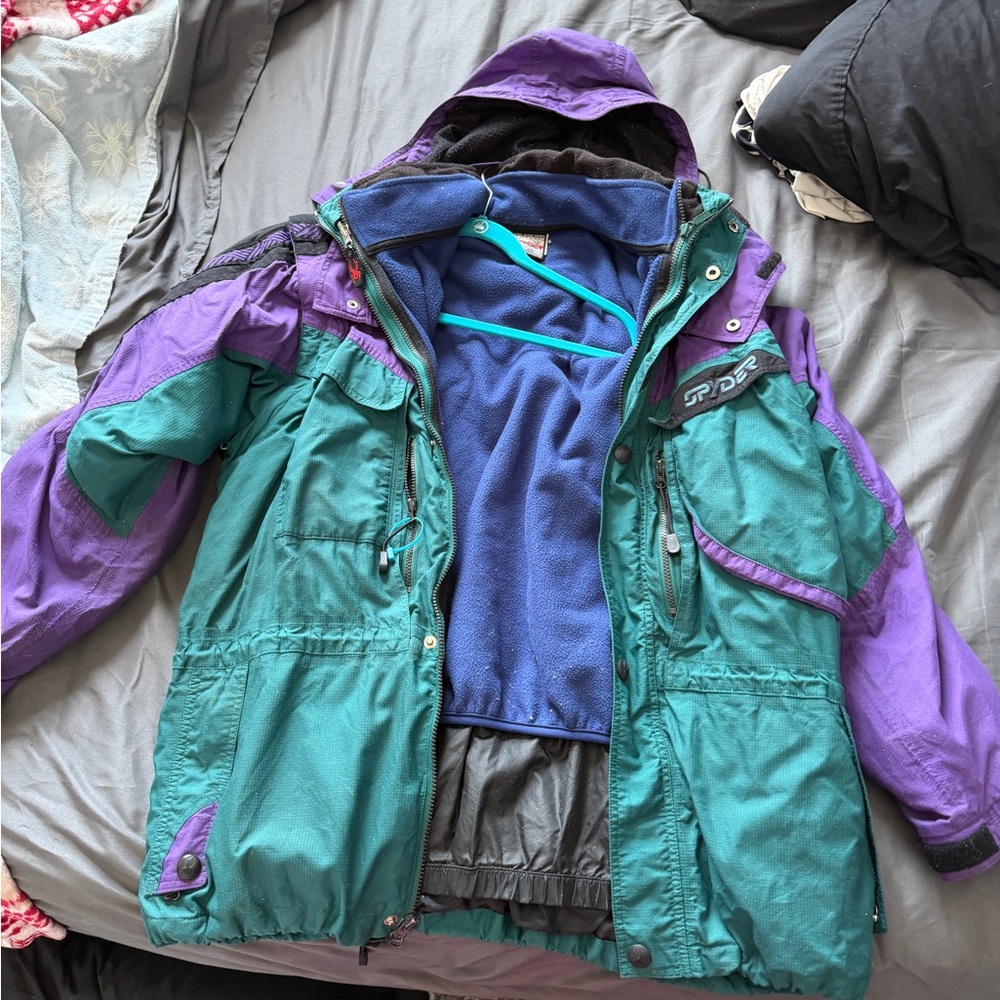 Ski Adult Green and Purple Spyder Jacket